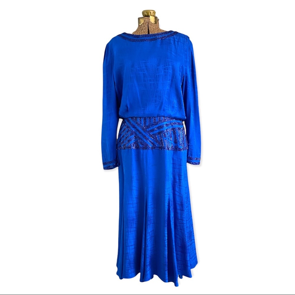 Vintage Beaded Silk D’ore Cocktail Dress, Women's 14 - Picture 3 of 16
